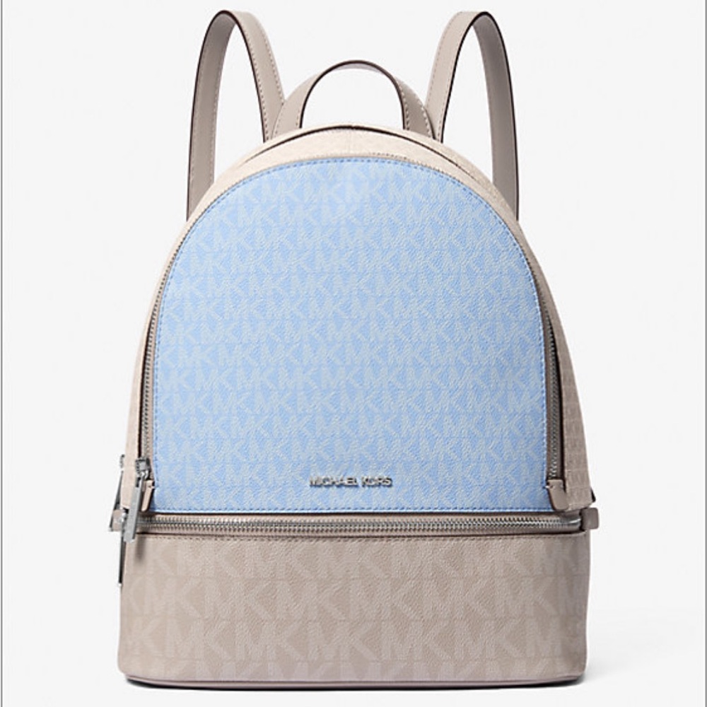 MICHAEL KORS Rhea Medium Color-Block Signature Logo Backpack - Picture 9 of 16